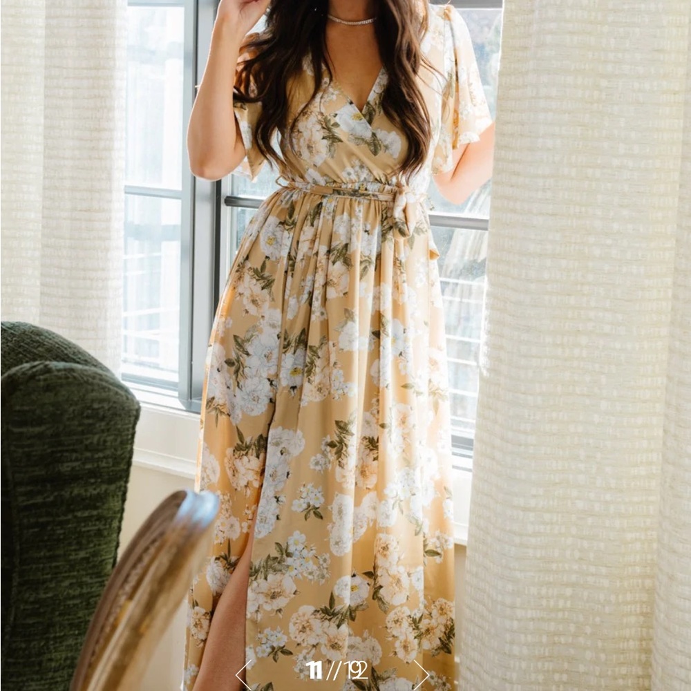 Sicily Satin Maxi Dress in Taupe Floral